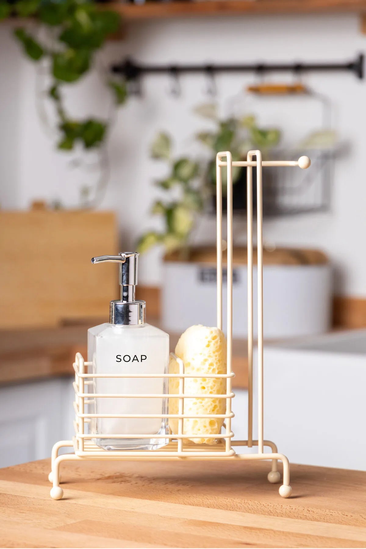Neva Liquid Soap Dispenser with Metal Stand - Cappuccino
