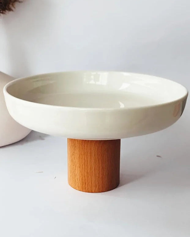 Porcelain Wooden Presentation Bowl 25 cm