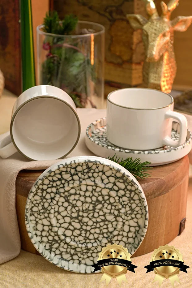 Nature Porcelain Tea/Cappuccino Cup 2 Person Set