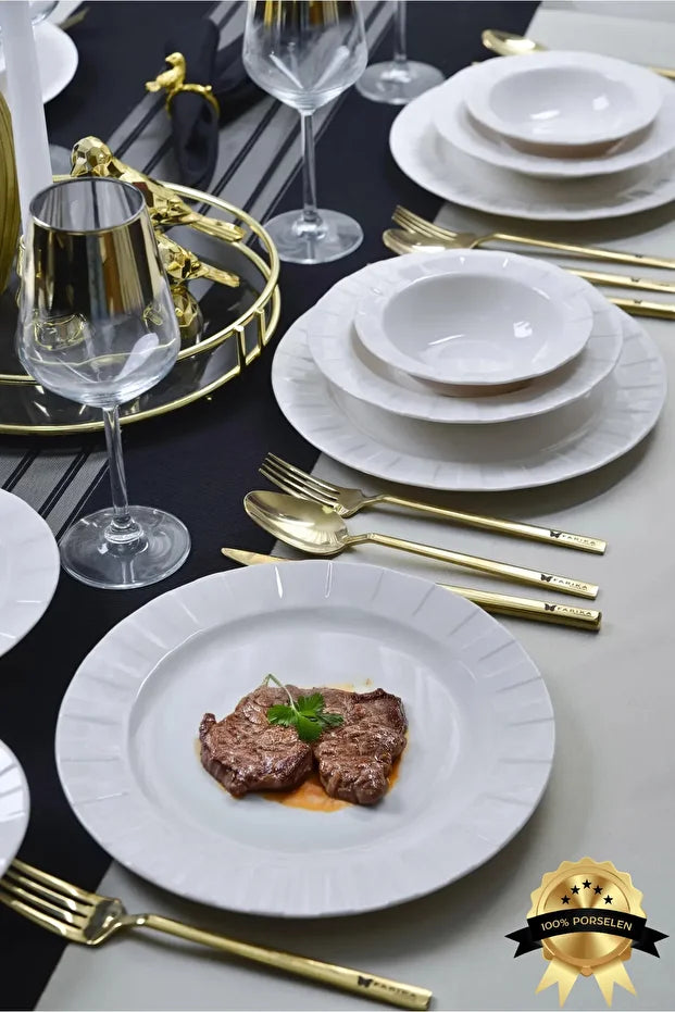 Emerald 18 Piece Porcelain Dinner Set for 6 People