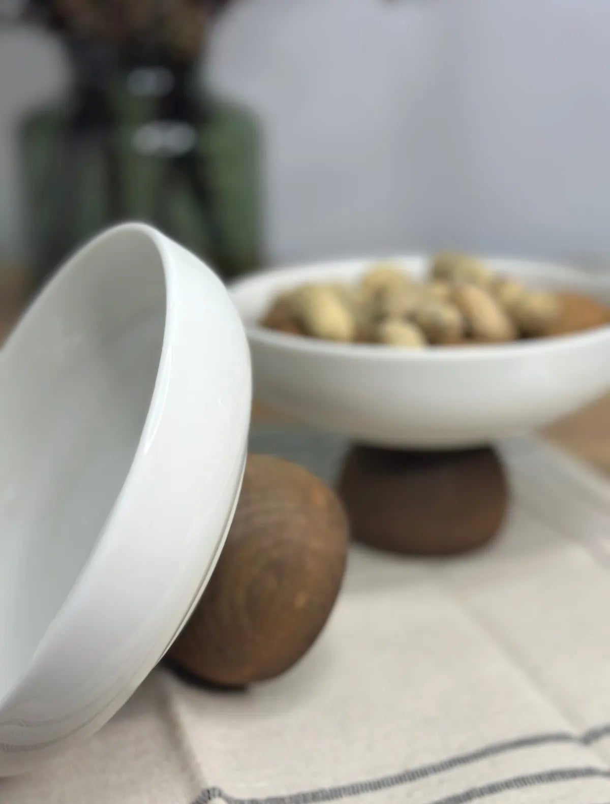 Wooden Legged Porcelain Bowl