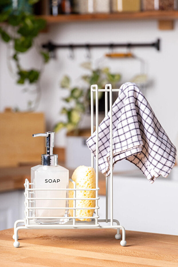 Neva Liquid Soap Dispenser with Metal Stand - White