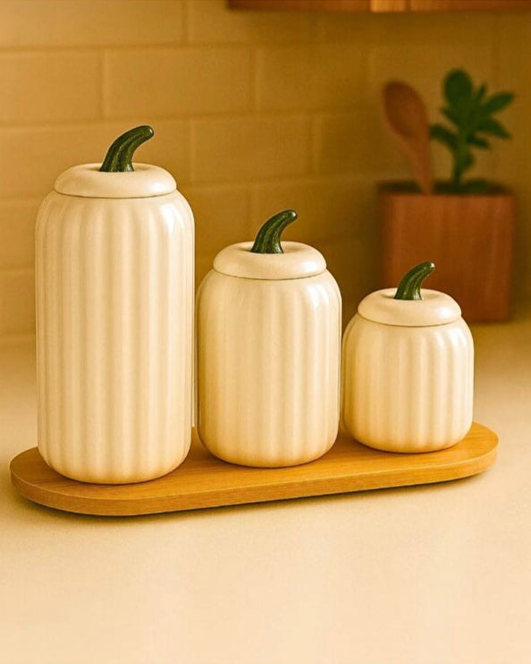 3 Piece Pumpkin Jar Set