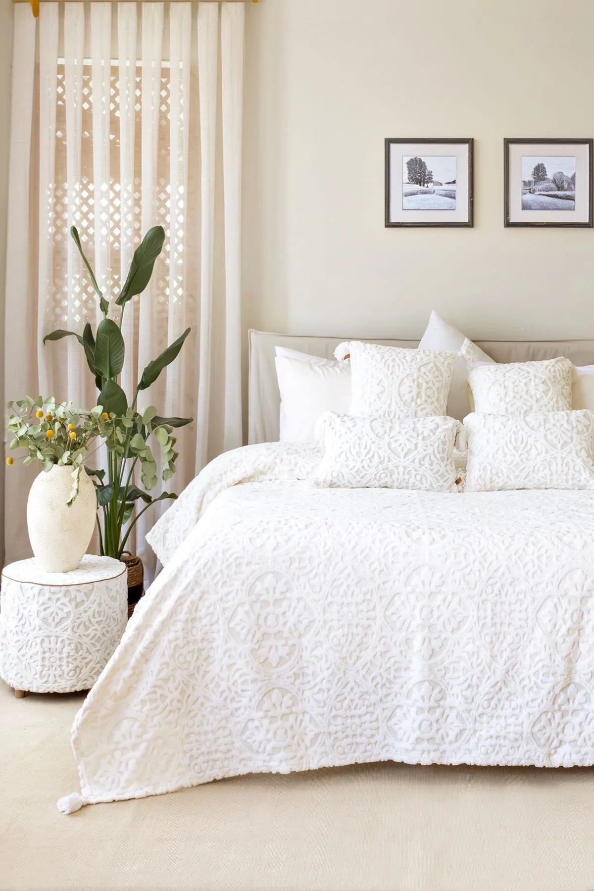Motive Scandinavian Bedspread Set Bohemian Pattern