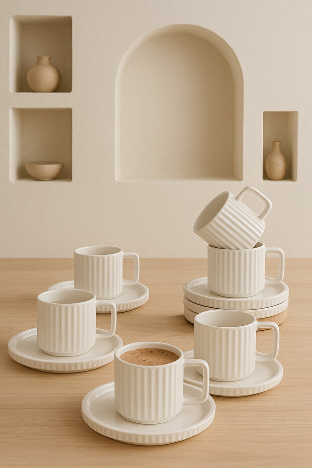 Striped Saturn Modern Coffee Cup 6 Person Set
