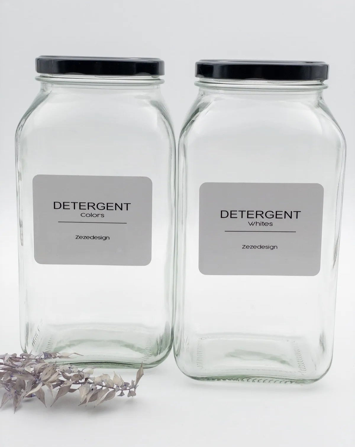 Black Lid Laundry Glass Storage Containers