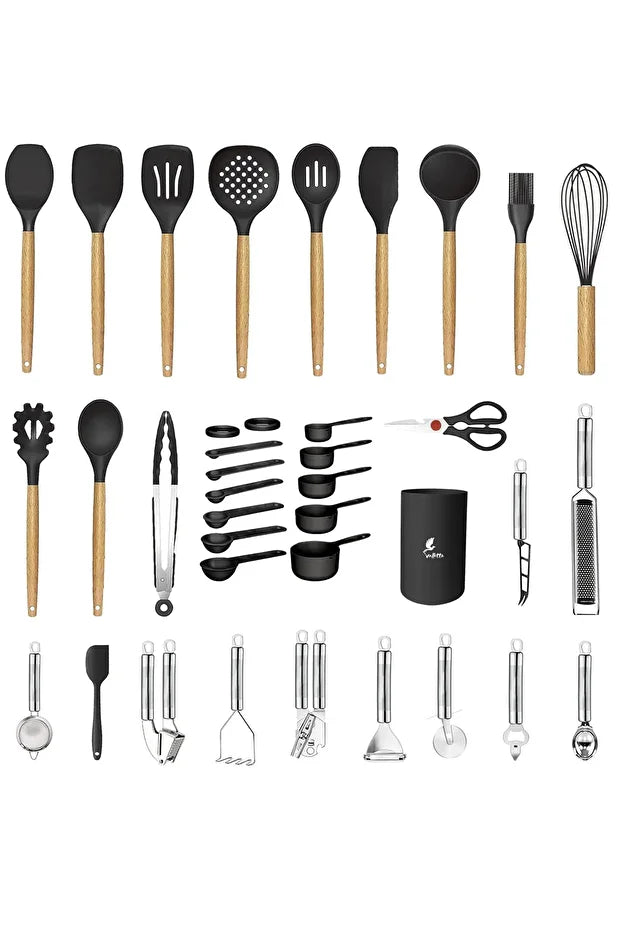 Marselis 35 Piece Wooden Silicone Kitchen Set
