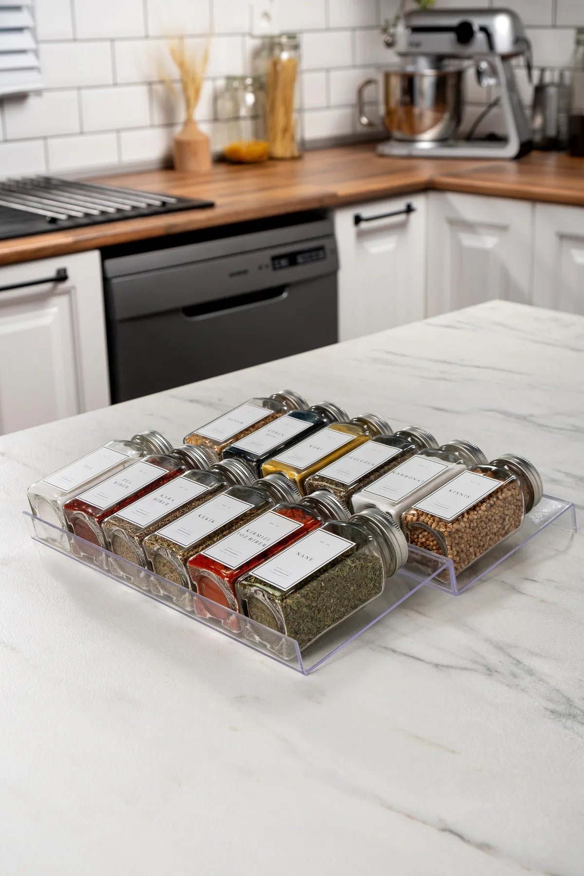 12 Piece Spice Jars With Plexiglass Stand