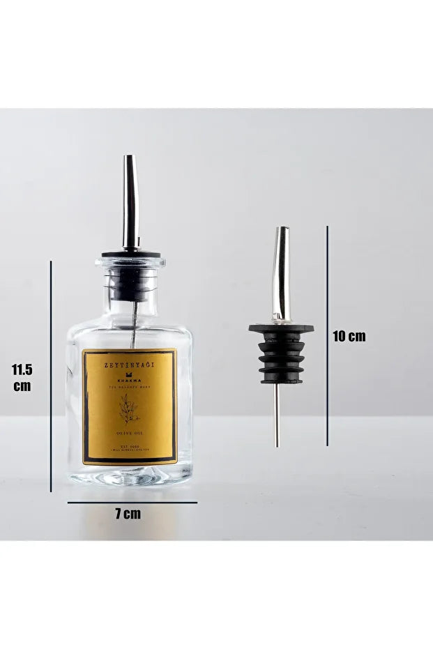 Wooden Stand Transparent 3 Piece 250 ml Oil Can - Gold Label