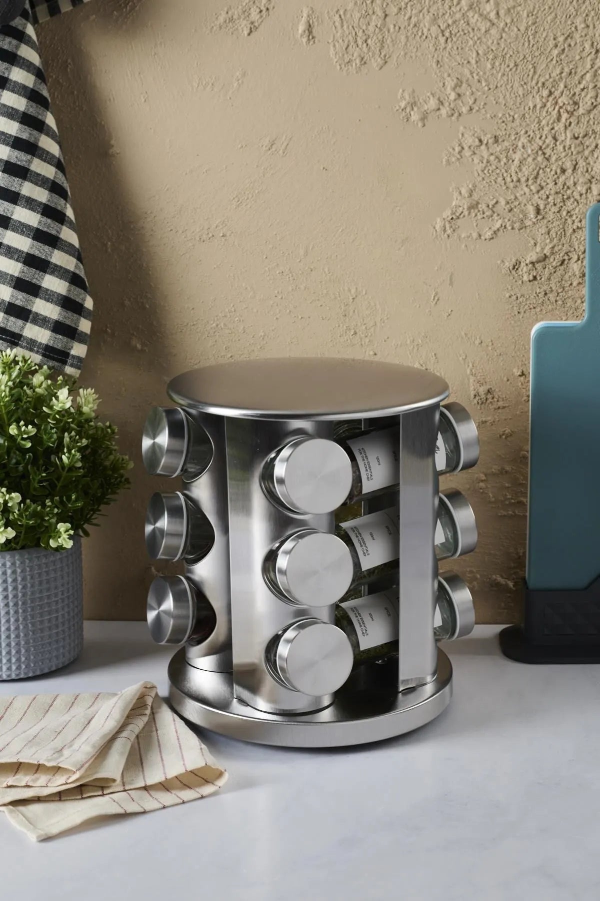 Set of 12 Spice Jars with Metal Rotating Stand
