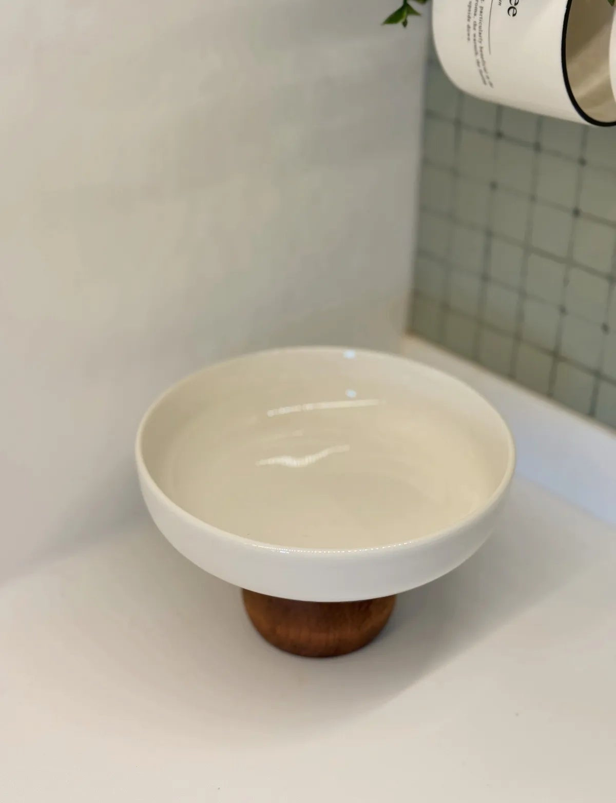 Wooden Legged Porcelain Bowl