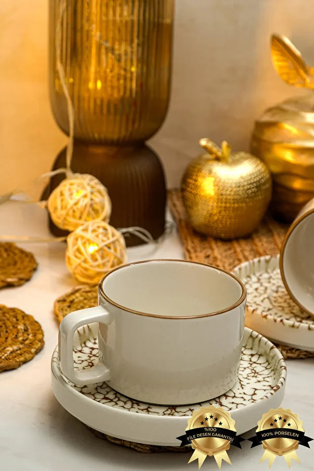 Yakamoz Porcelain Tea/Cappuccino Cup 2 Person Set