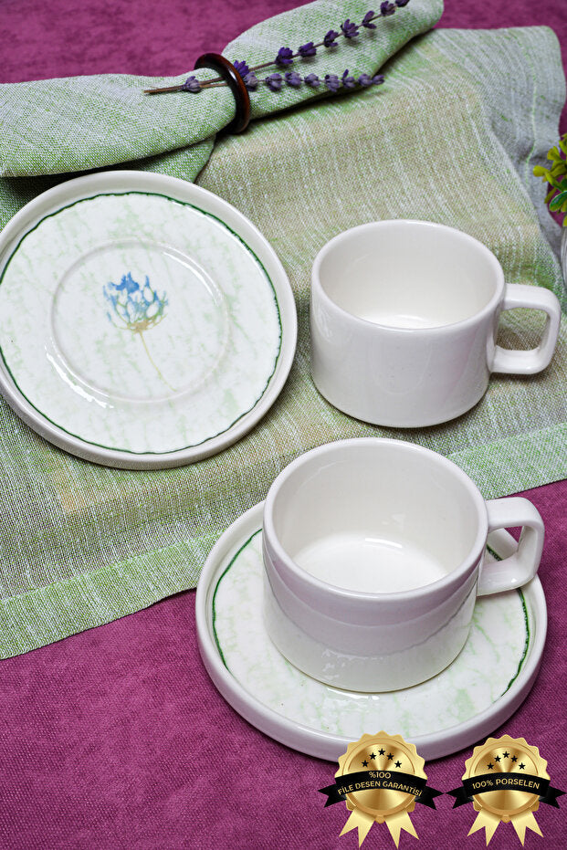 Marbling Porcelain Tea/Cappuccino Cup 2 Person Set