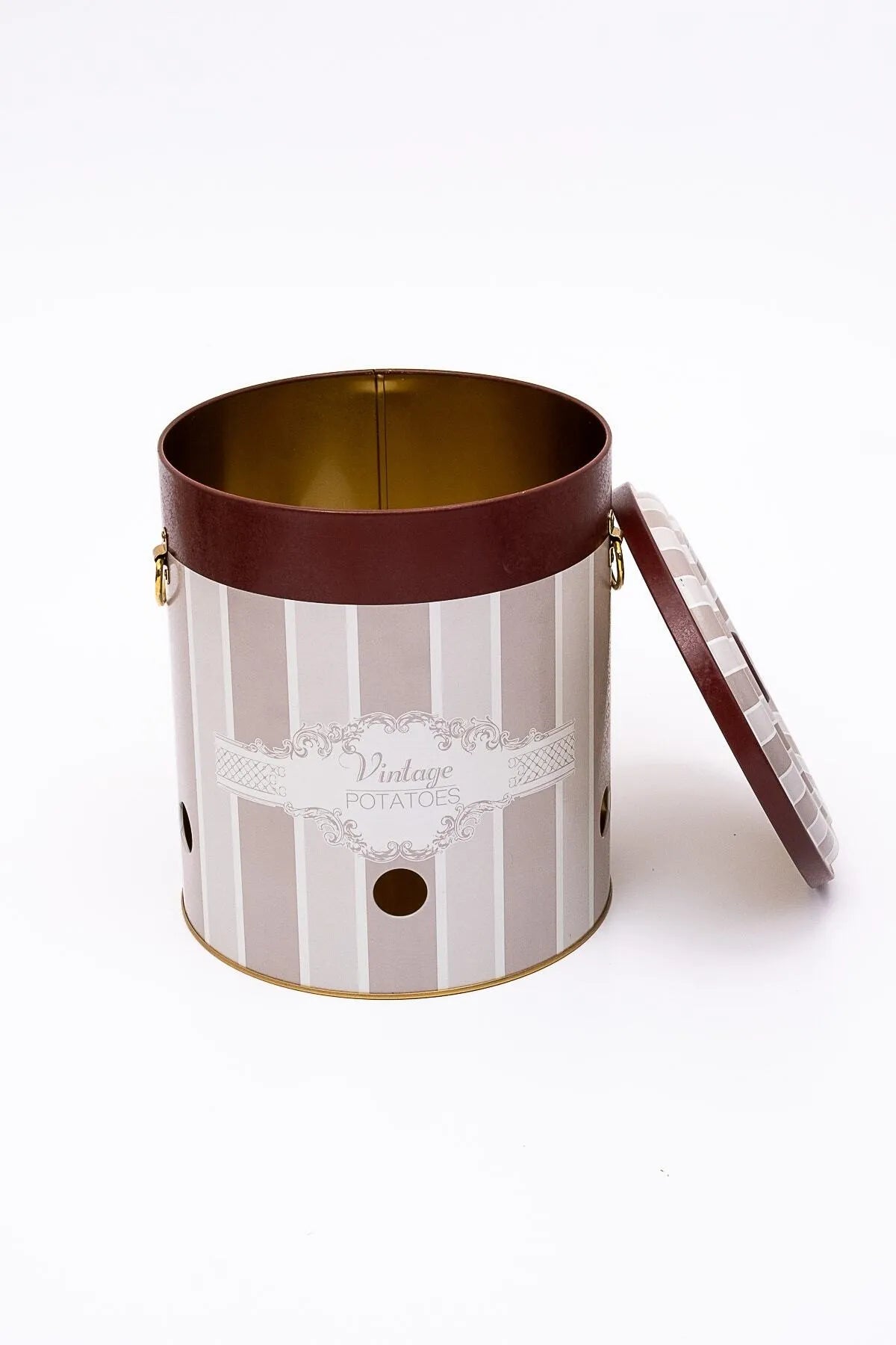 Vintage Elegance Metal Potatoes Storage Container