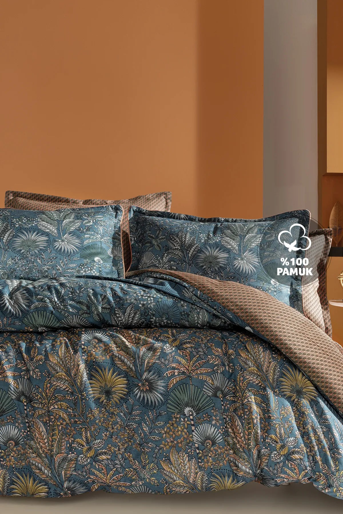 Alberta Double Satin 100% Cotton Duvet Cover Set - Petrol