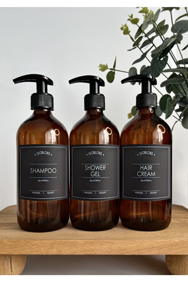 Soap Dispenser 3 Piece 500 ml Glass Amber Set