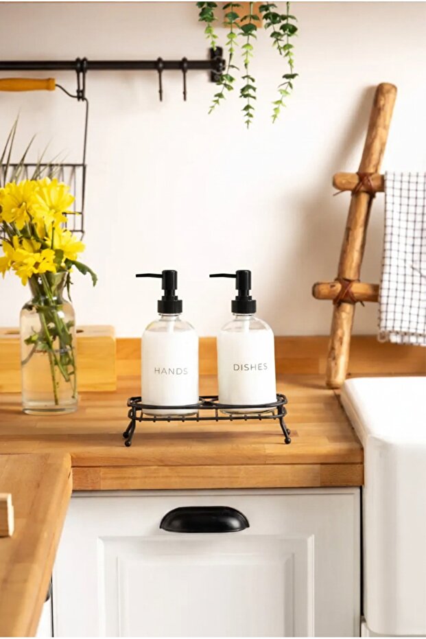 Tokyo Liquid Soap Dispensers with Metal Stand - Black