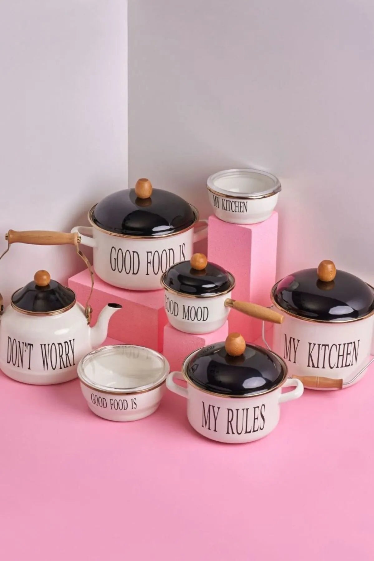 Enamel Pot 16 cm Motto Series