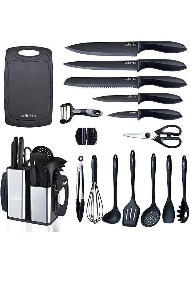 Solozzo 18 Piece Stainless Steel Knife Set Silicone Spatula Kitchen Set