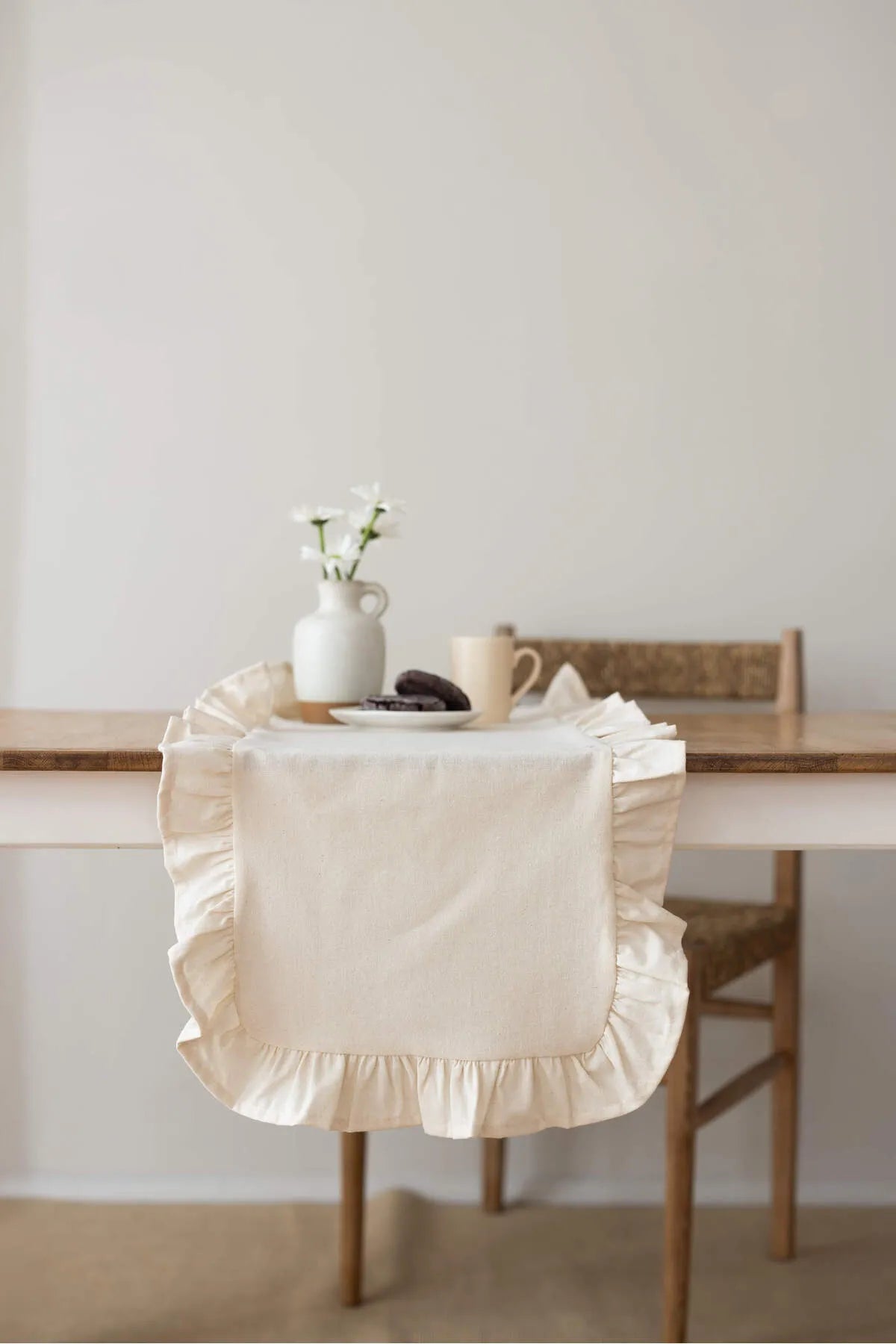 Ruffled Linen Runner 40 X 110 Cm