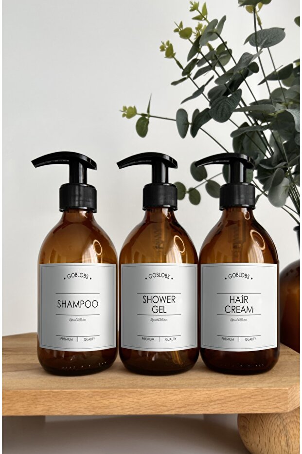 Soap Dispenser 3 Piece 300 ml Glass Amber Set