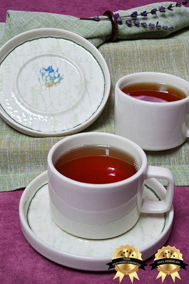 Marbling Porcelain Tea/Cappuccino Cup 2 Person Set