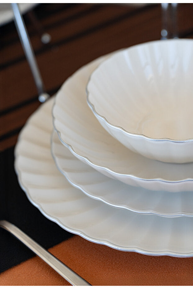 Derya Platinum 24 Piece Plain Dinner Set for 6 People
