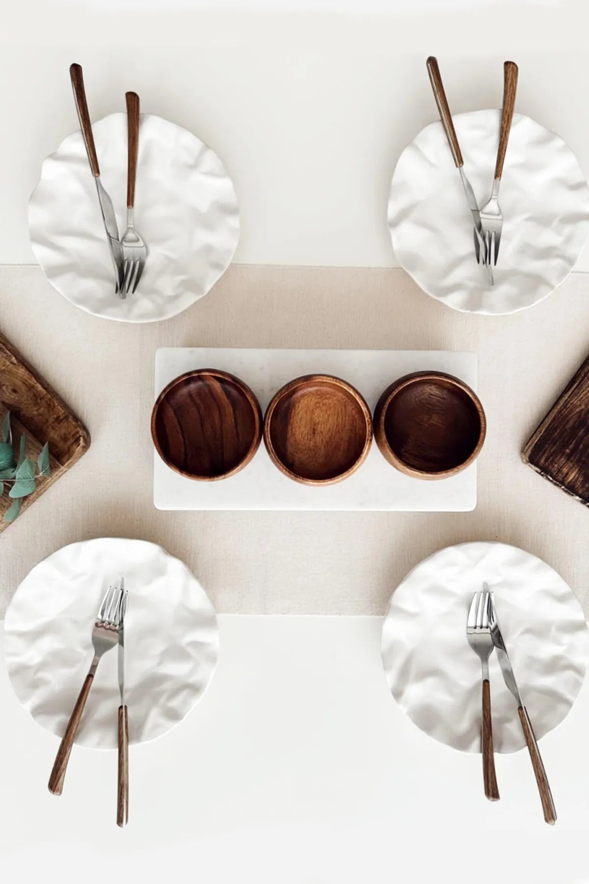 4 Piece Set 19cm - Matte Ceramic Wrinkled Design Handmade Plates