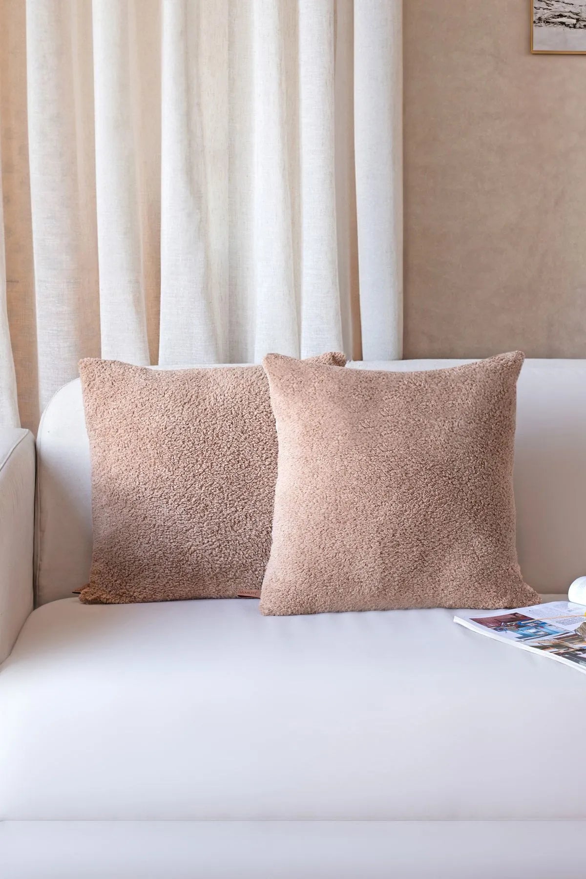 Teddy Puffy Decorative Pillowcase Scandinavian Bohemian Design (2 Piece)