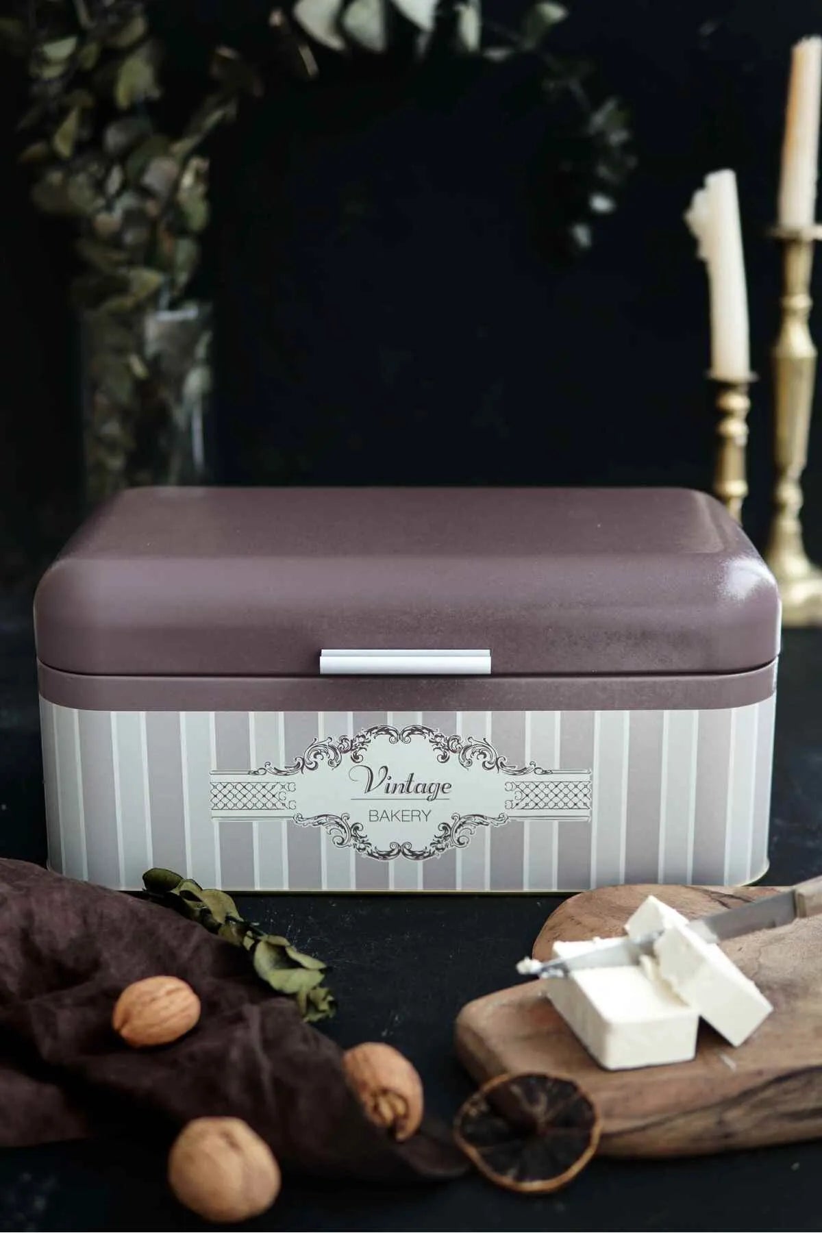 Vintage Elegance Metal Bread Storage Container