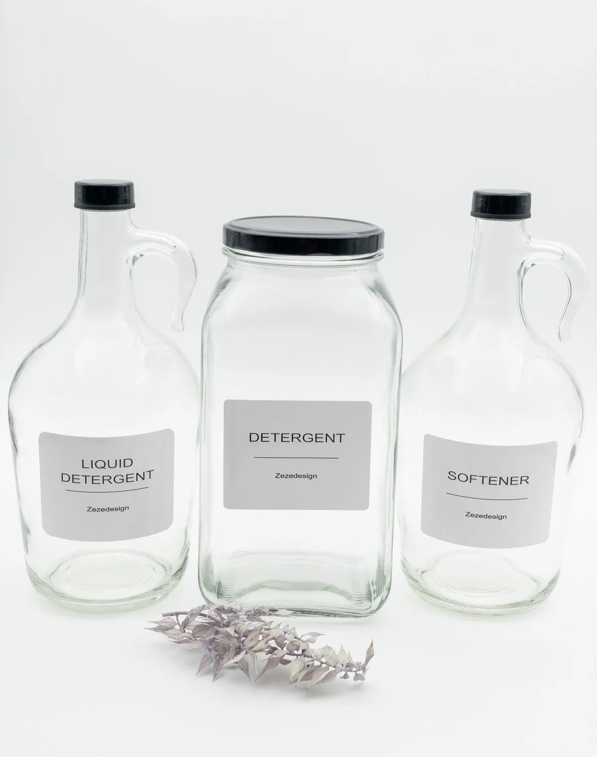 Black Lid Laundry Glass Storage Containers