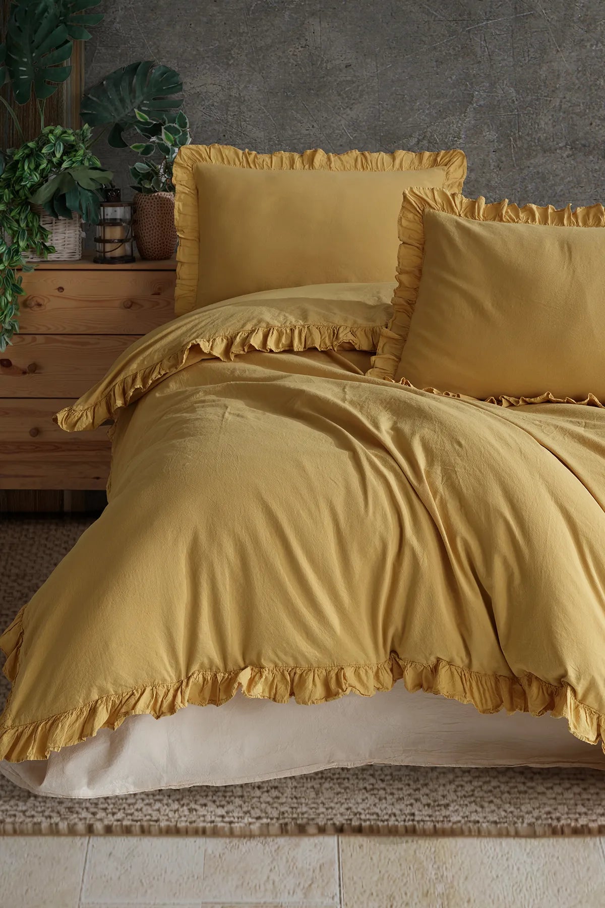 Daphne 100% Cotton Ruffle Washable Duvet Cover Set