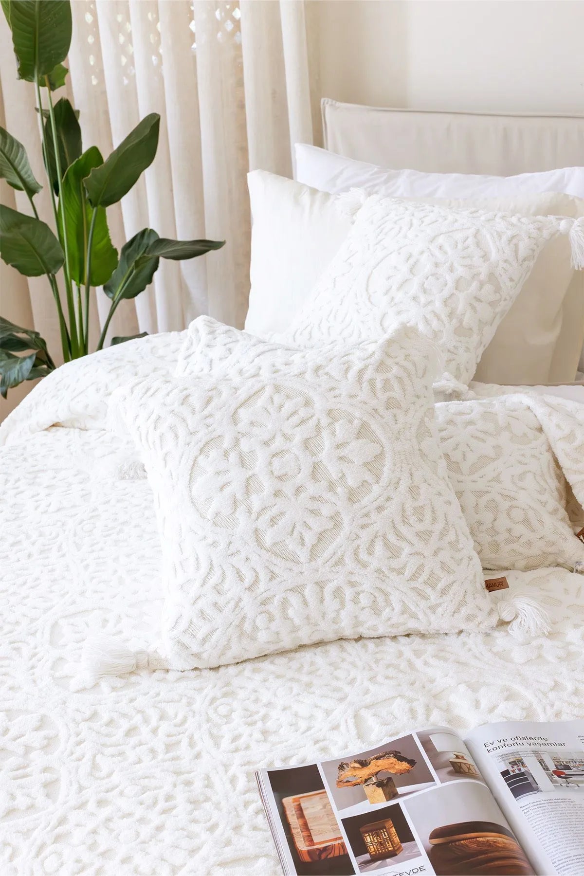 Motive Scandinavian Bedspread Set Bohemian Pattern