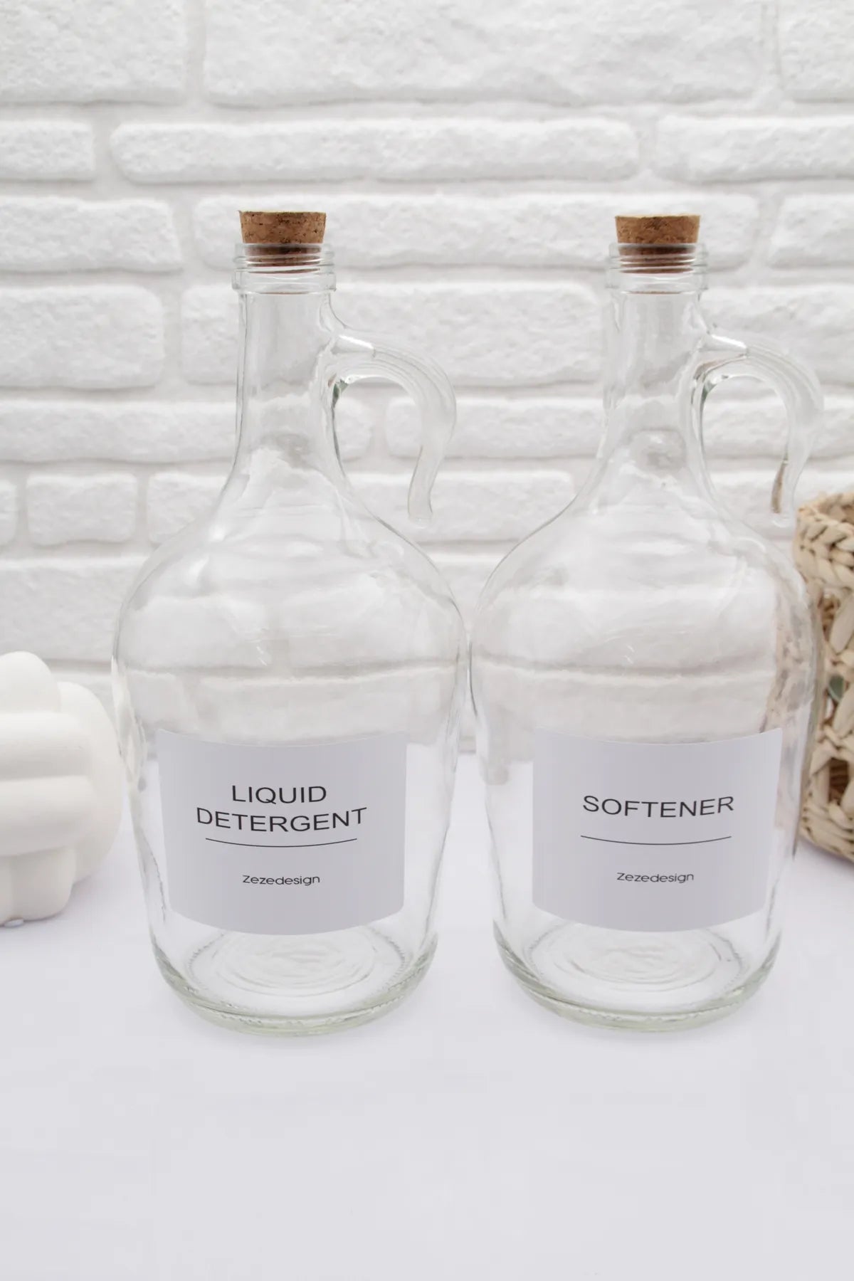 Wooden Lid Laundry Glass Bottles 1500 ml