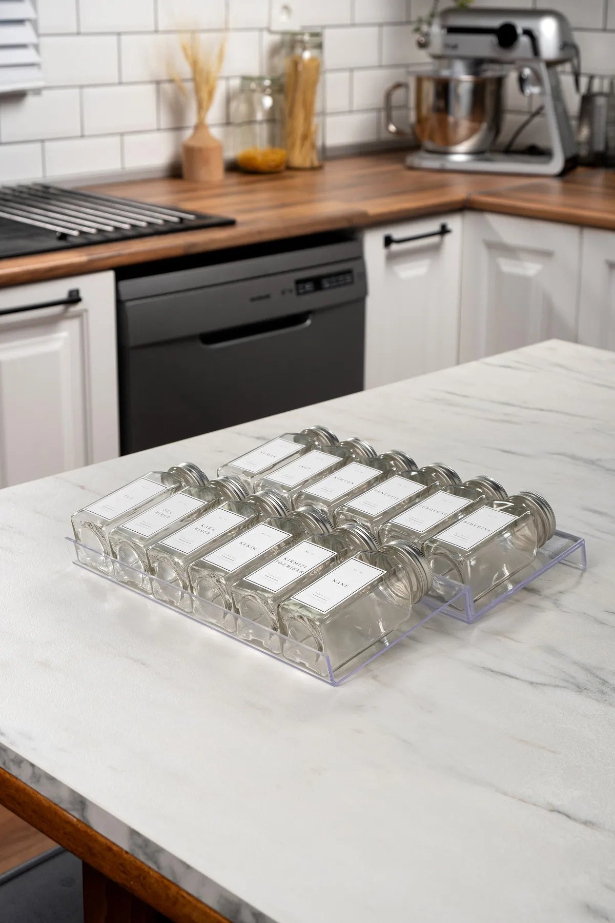 12 Piece Spice Jars With Plexiglass Stand