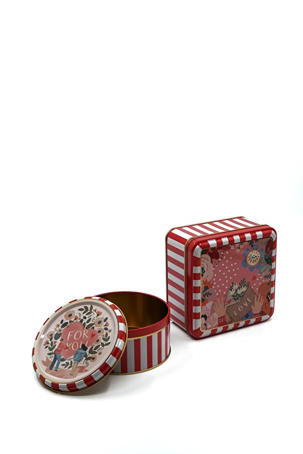 Decorative tin box with floral design and 'For You' text on a white background