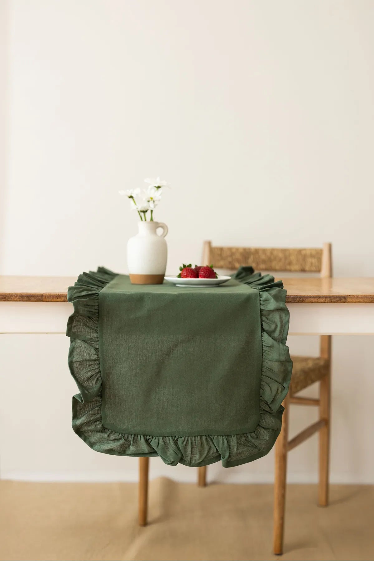 Ruffled Linen Runner 40 X 110 Cm