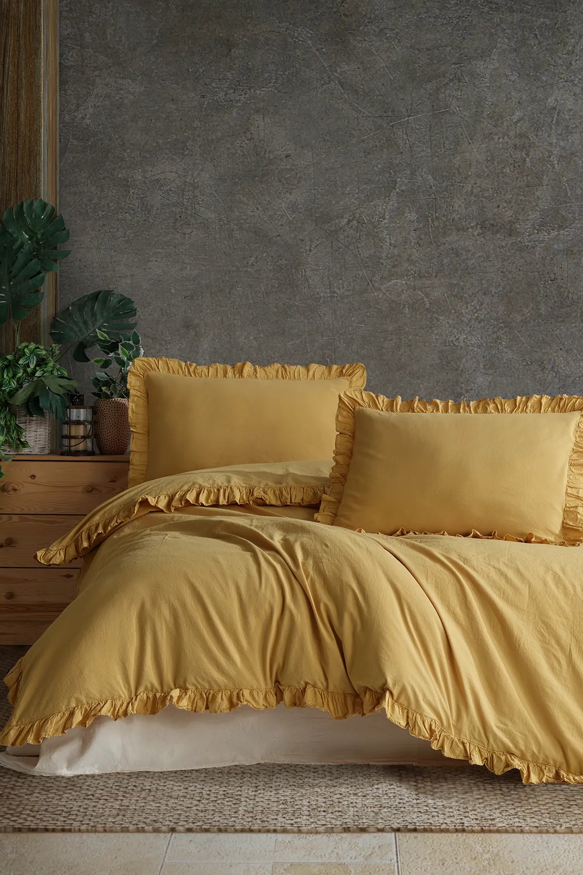 Daphne 100% Cotton Ruffle Washable Duvet Cover Set