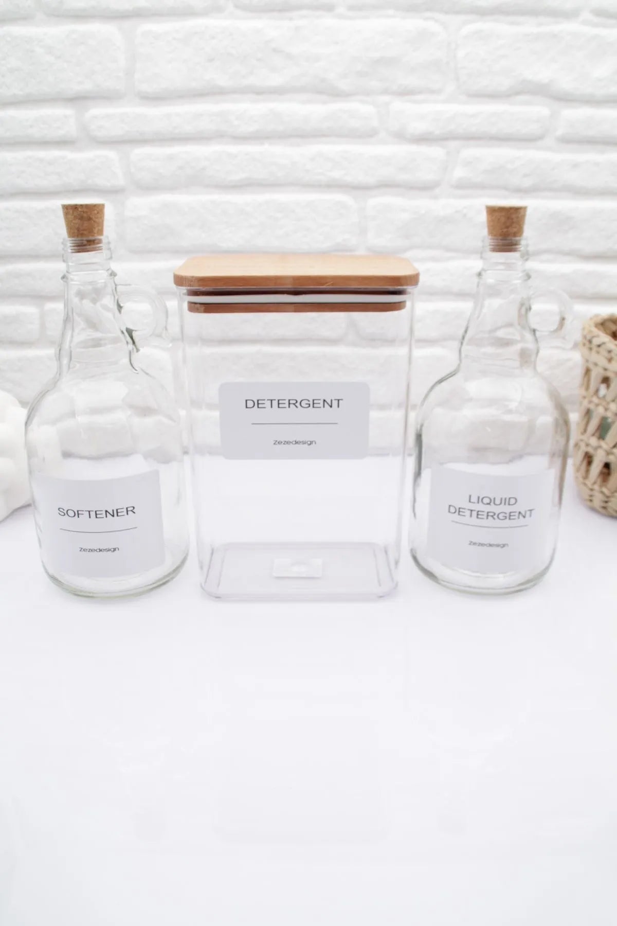 Wooden Lid 3 Piece Laundry Set
