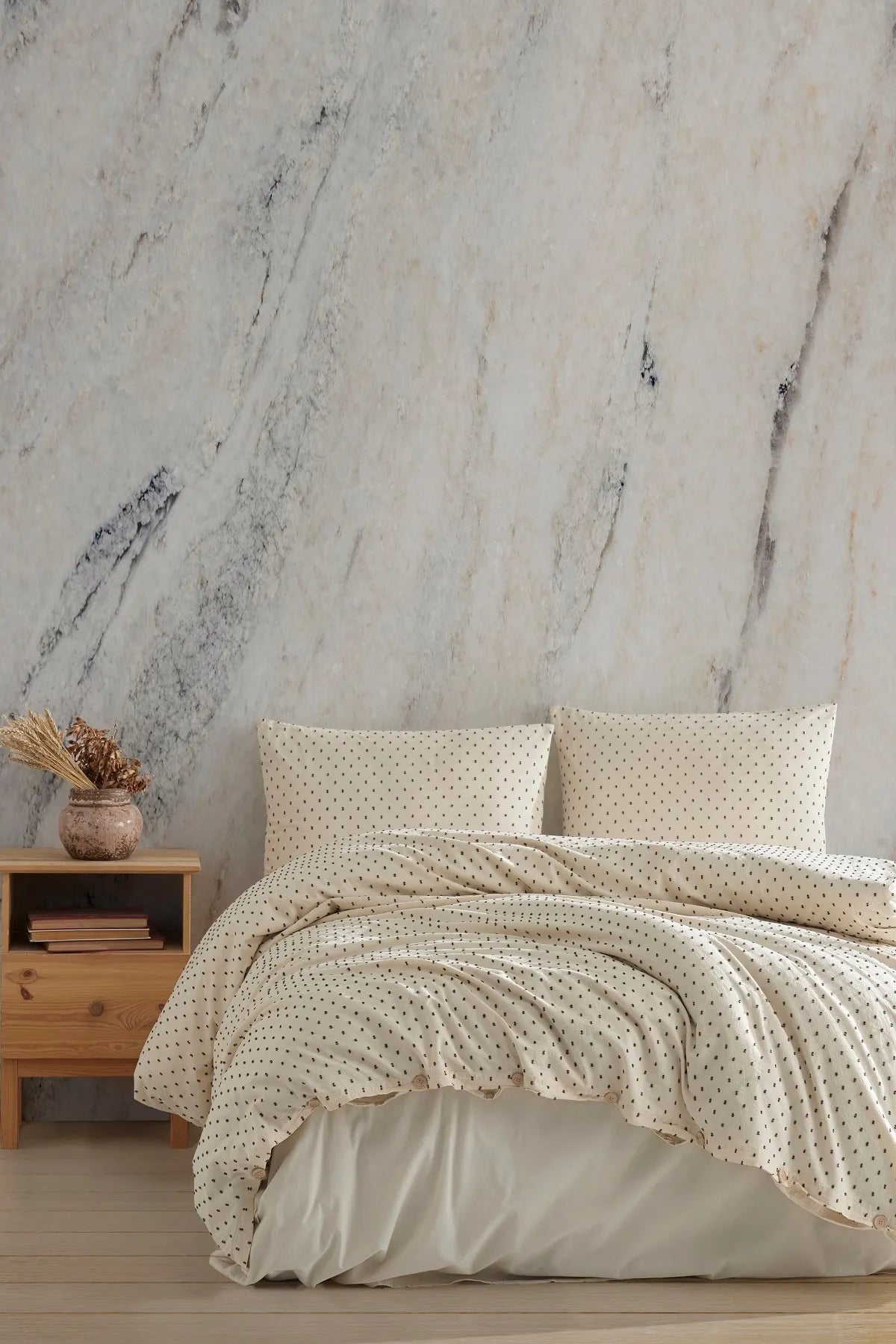 Freya Khaki 100% Cotton Washable Duvet Cover Set