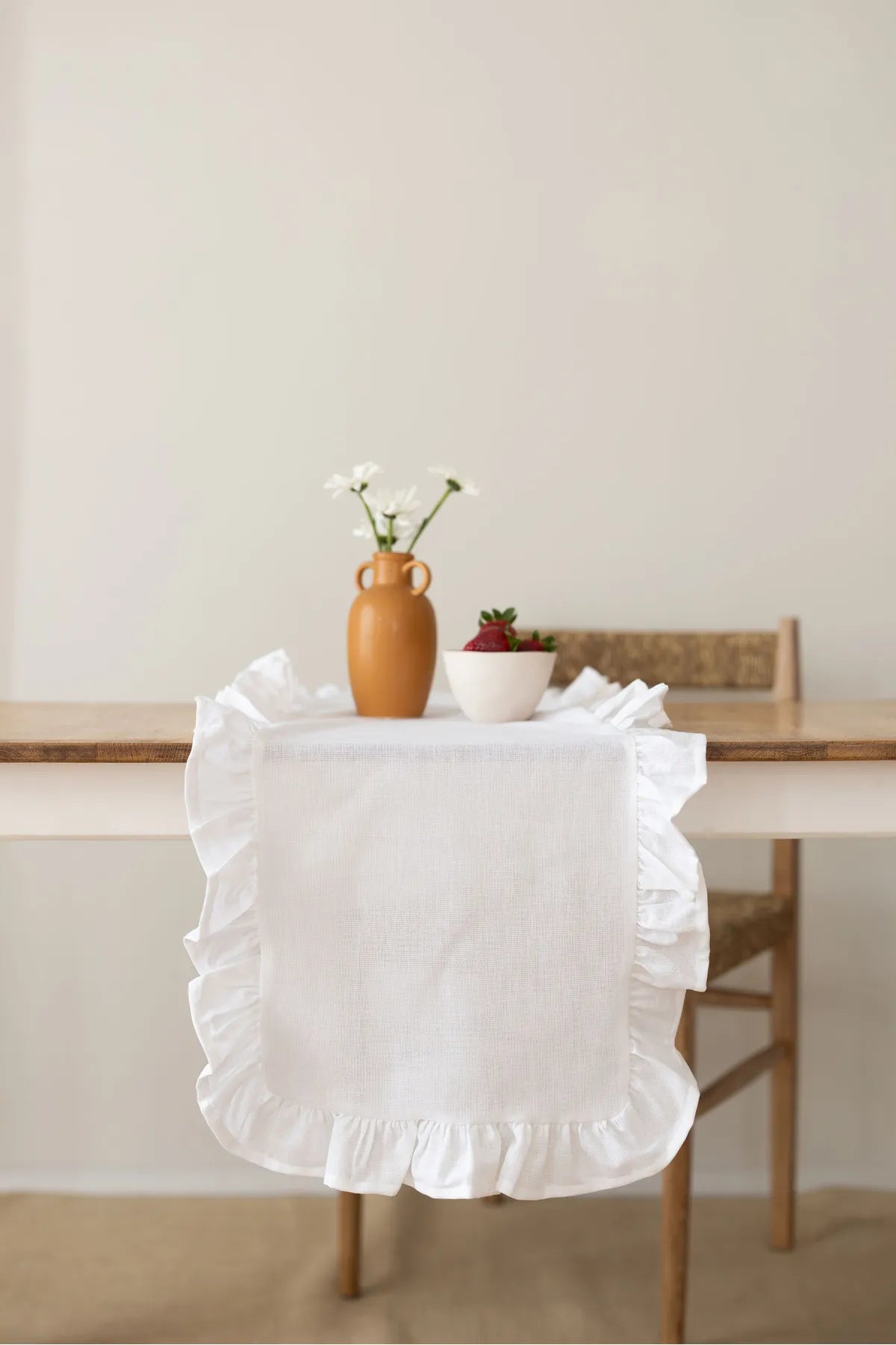 Ruffled Linen Runner 40 X 110 Cm
