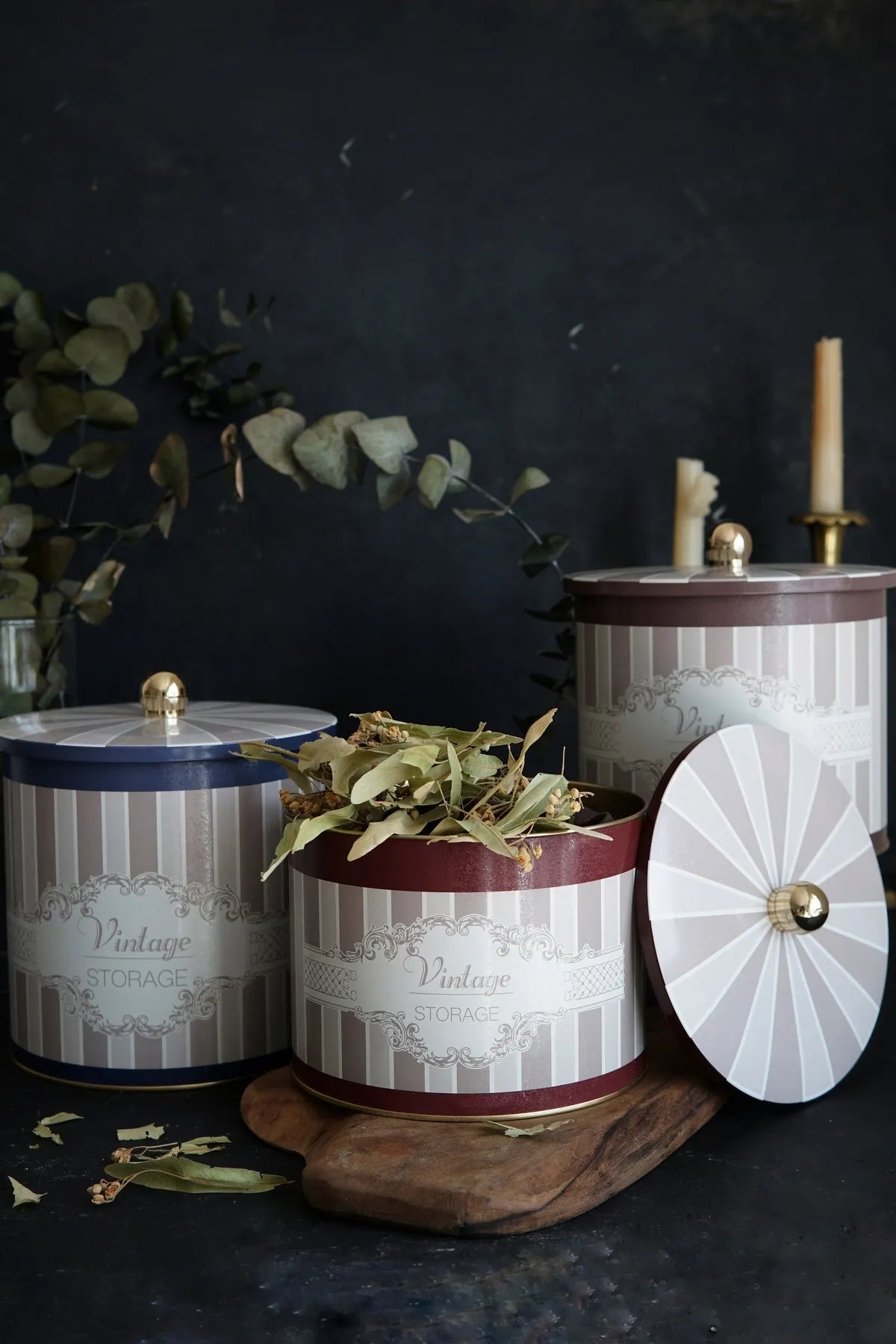 Vintage Elegance Metal Storage Containers 3 Piece Set