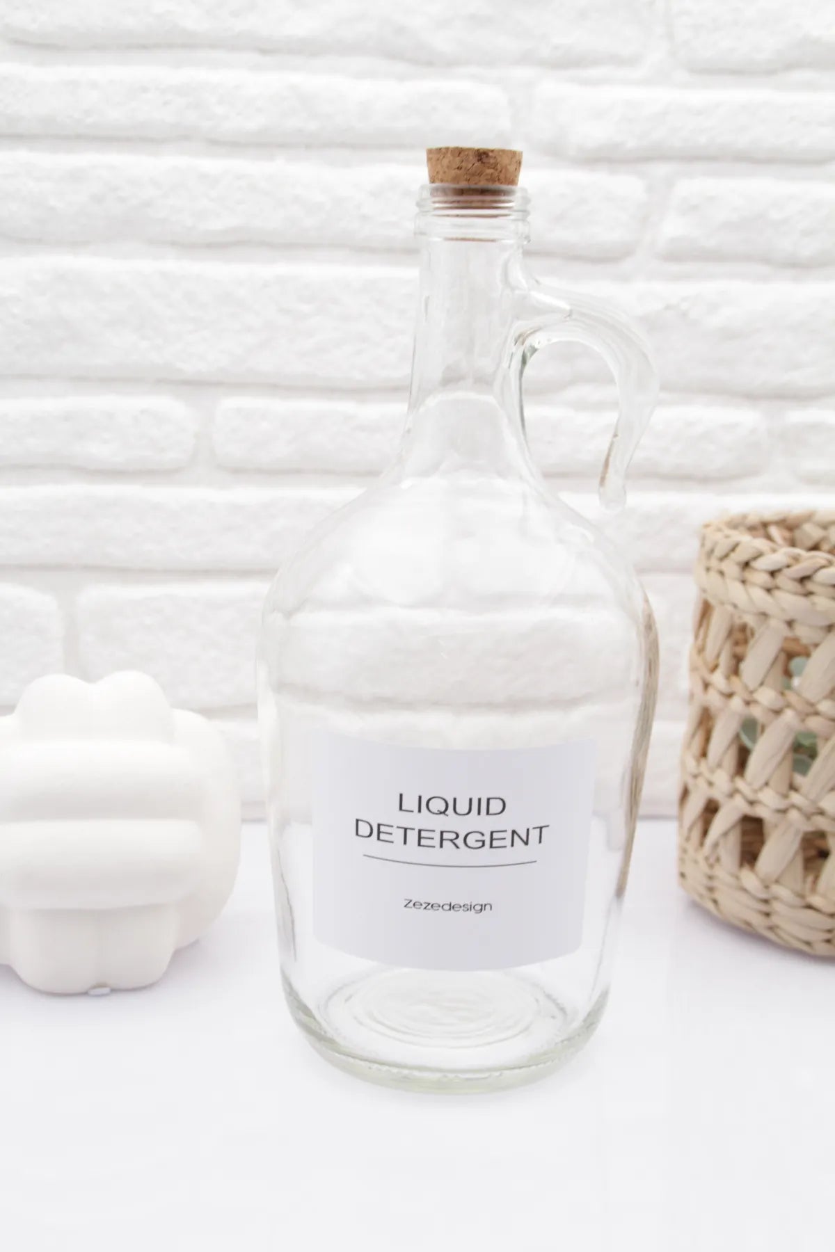 Wooden Lid Laundry Glass Bottles 1500 ml