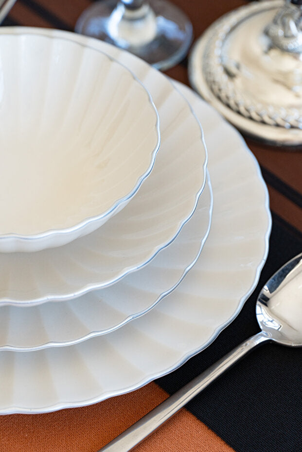 Derya Platinum 24 Piece Plain Dinner Set for 6 People
