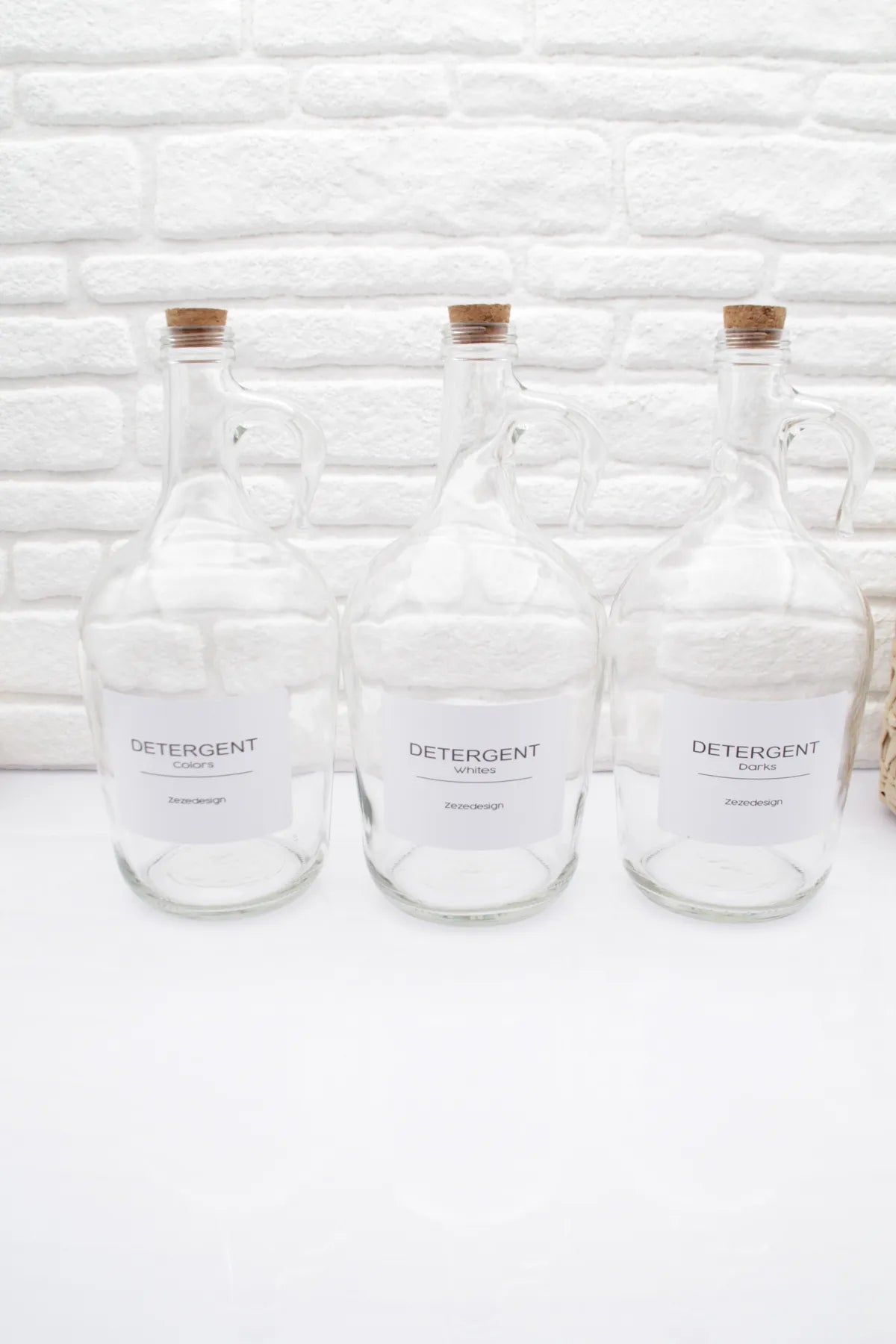 Wooden Lid Laundry Glass Bottles 1500 ml