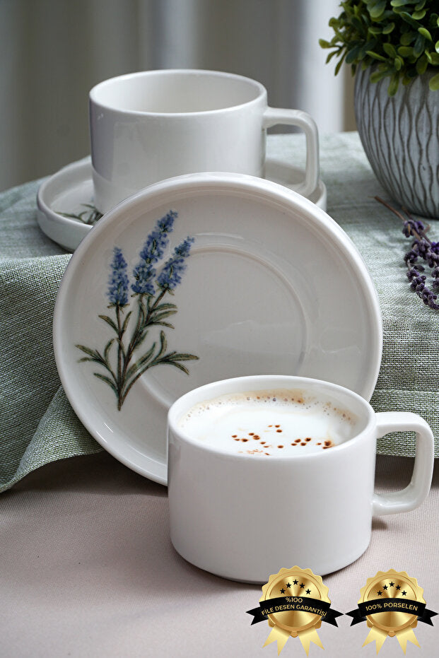 Lavander Porcelain Tea/Cappuccino Cup 2 Person Set