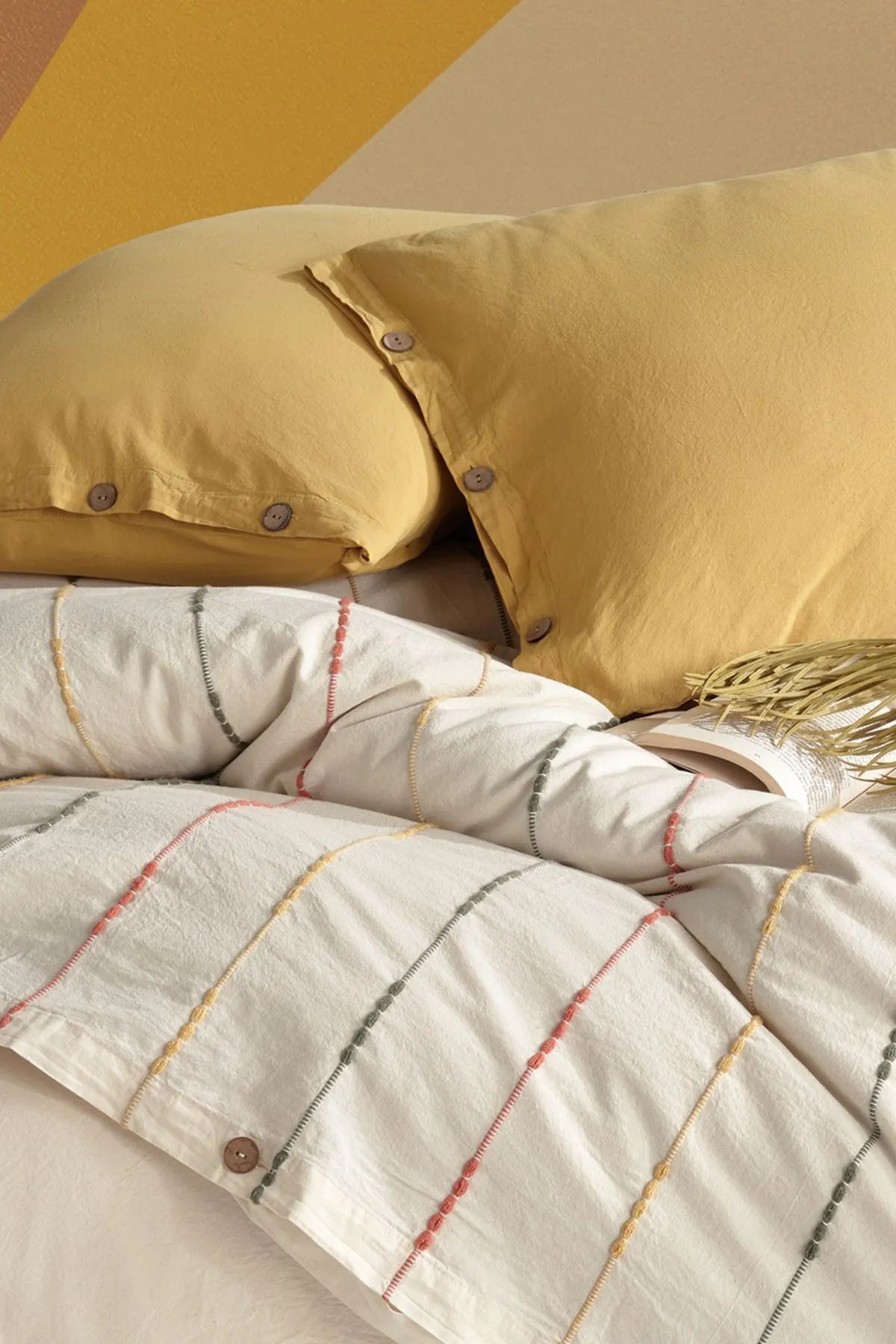 Iris 100% Cotton Washable Vintage Duvet Cover Set