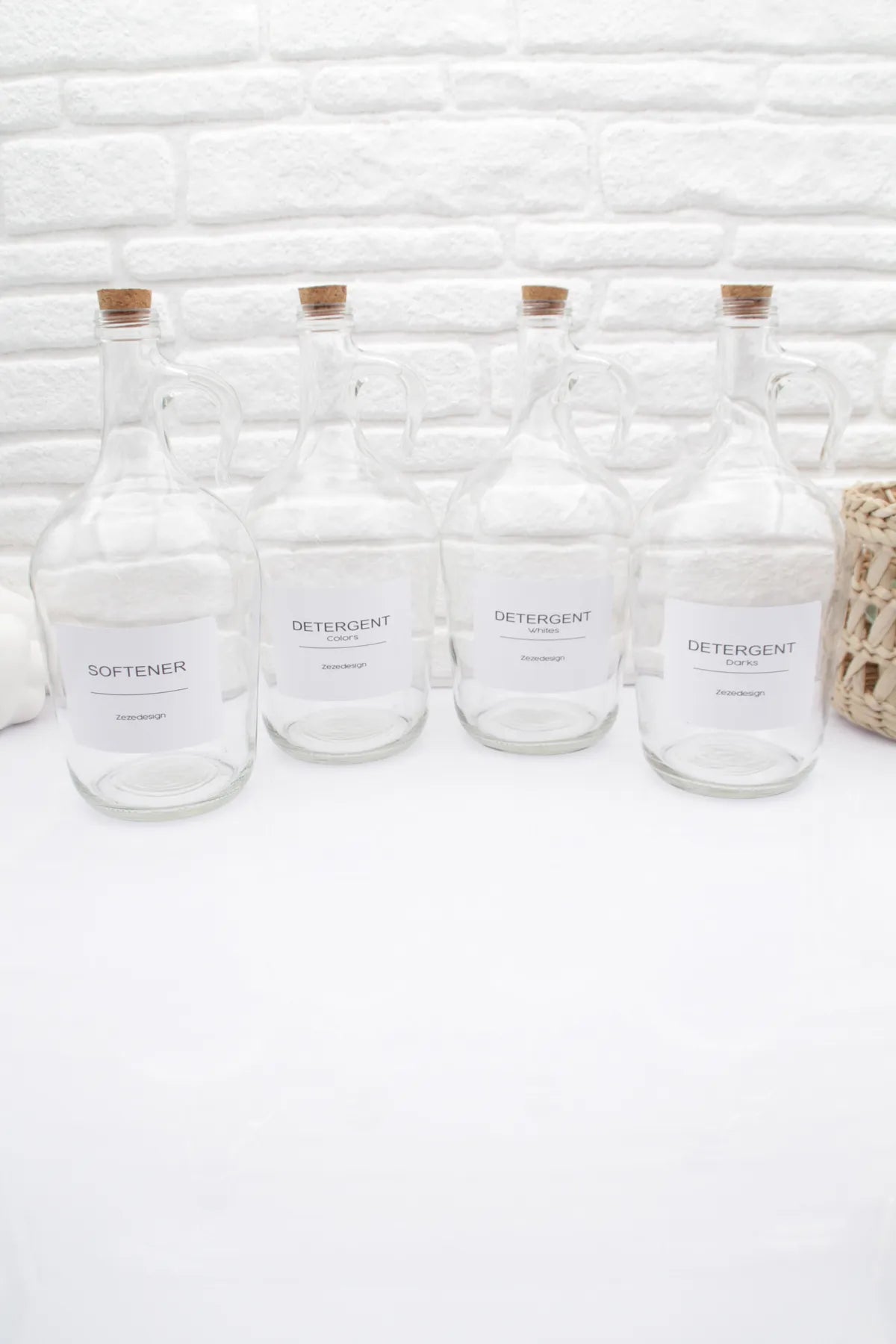 Wooden Lid Laundry Glass Bottles 1500 ml