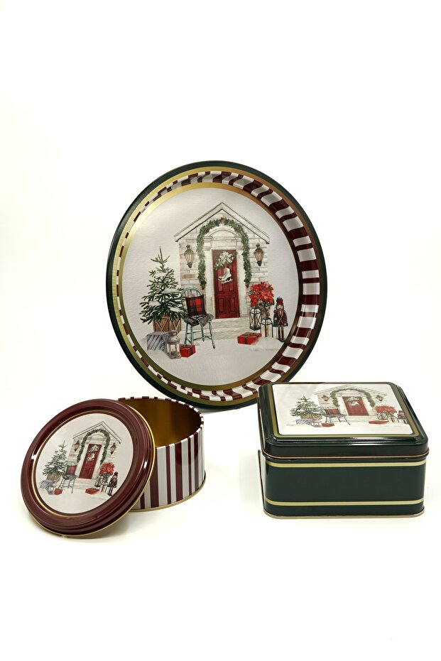 Christmas Edition Metal Storage Containers 3 Piece Set