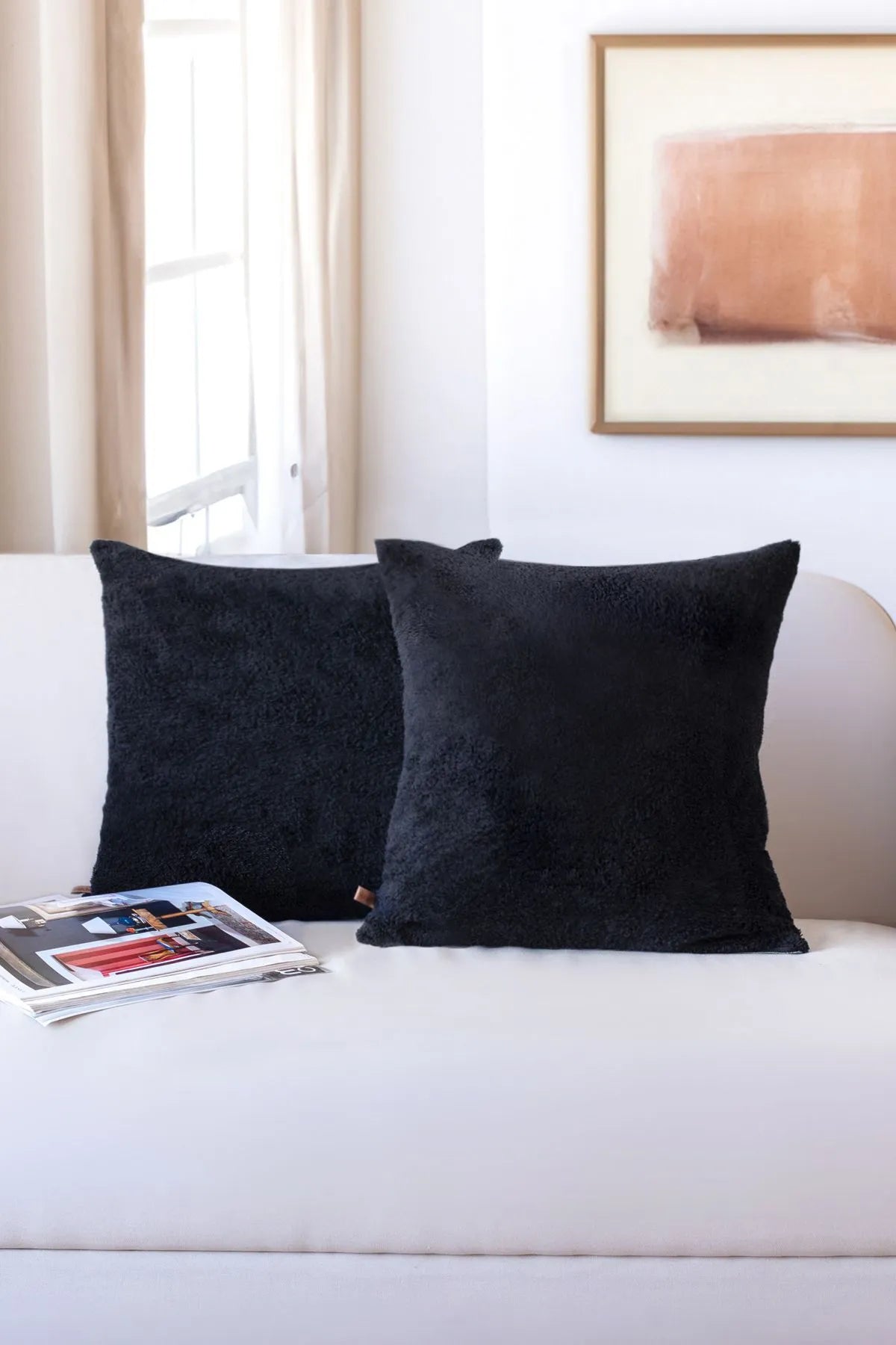 Teddy Puffy Decorative Pillowcase Scandinavian Bohemian Design (2 Piece)